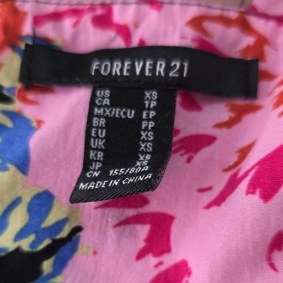 Forever 21 Floral Ruffle Sleeve Crop Top Corset Back With Tie Size XS - Picture 9 of 9